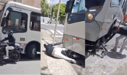 Ônibus atropela e arrasta motociclista após discussão de trânsito no Recife