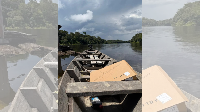 Antenas da Starlink chegando a escolas no Amazonas • Arquivo pessoal