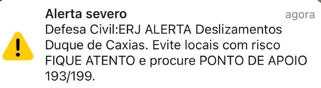 Alerta emitido neste domingo (8) • Defesa Civil