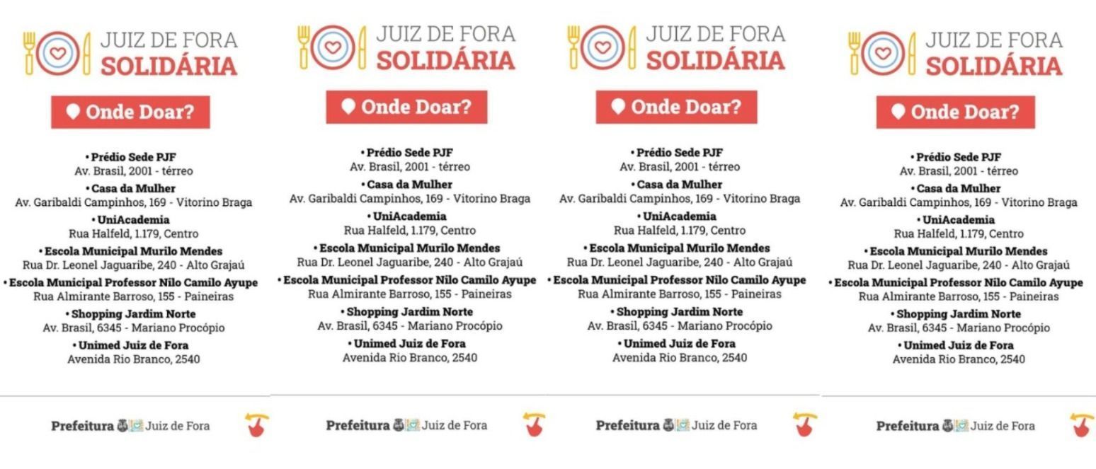 Pontos de arrecadação em JF • Reprodução/Prefeitura Juiz de Fora