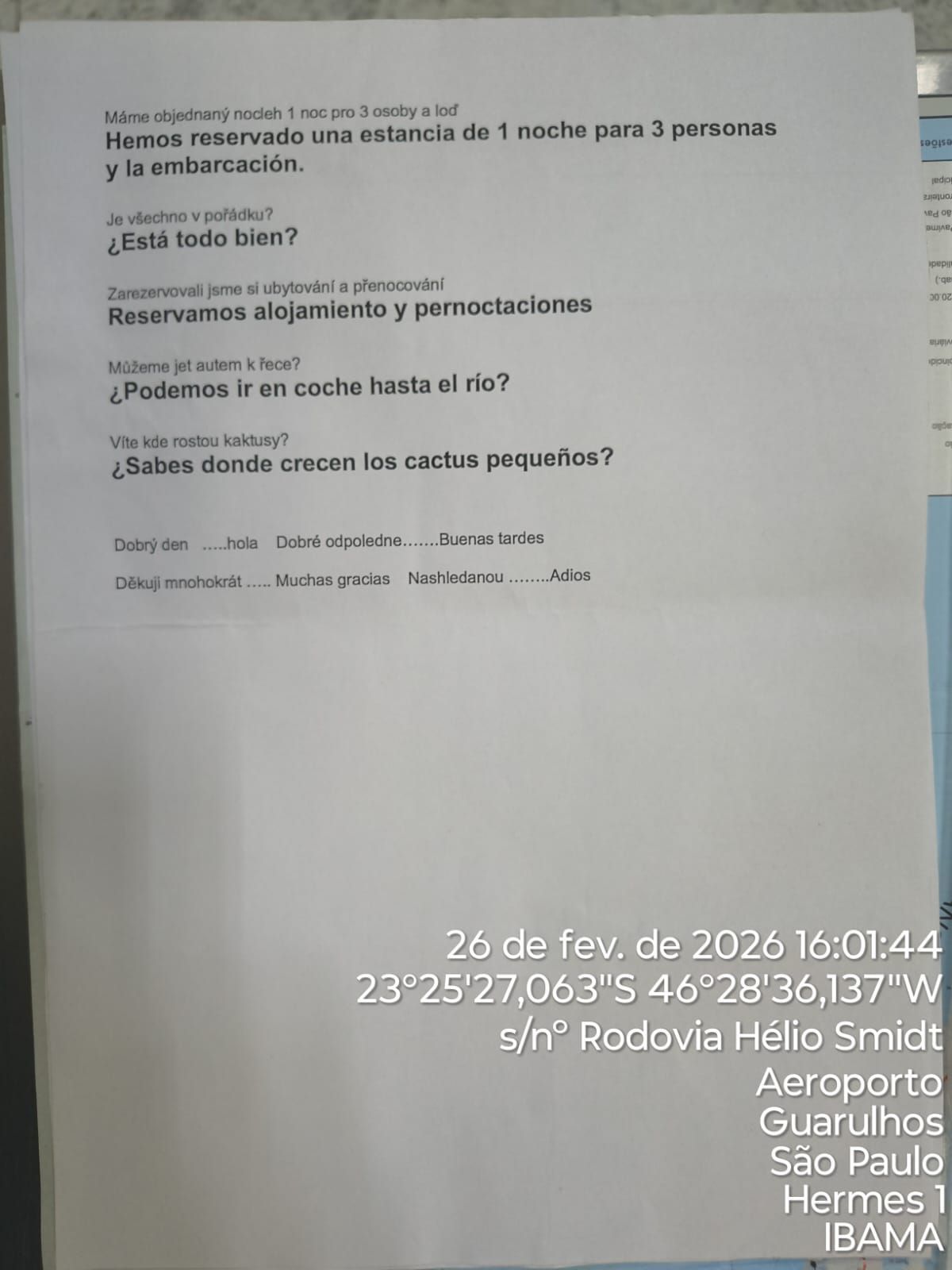 Roteiro com falas em espanhol • Reprodução