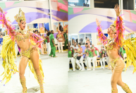 Alane Dias usou fantasia feita de garrafas PET para desfile; veja fotos