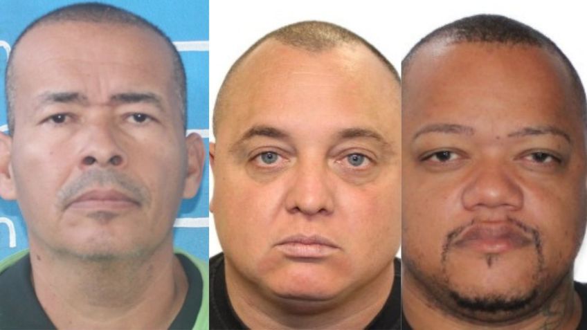 Da esquerda para a direita: Alex Matos, conhecido como “Faraó”, considerado foragido; o policial militar Daniel Maia, e José Ricardo. • Reprodução