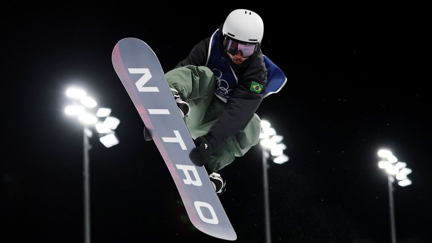 Augustinho Teixeira na primeira descida da etapa classificatória da Olimpíada de Inverno de 2026 • Cameron Spencer/Getty Images