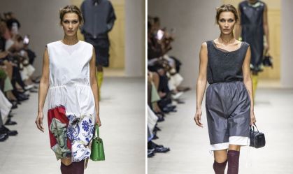 Bella Hadid no desfile da Prada, em Milão