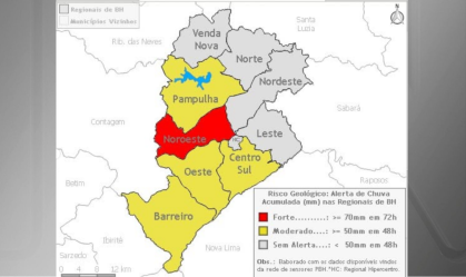 Chuva forte coloca Belo Horizonte em risco geológico forte