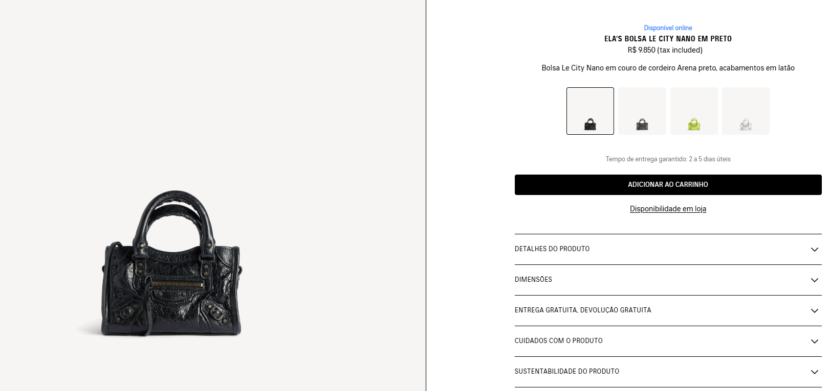 Modelo bolsa Balenciaga • Reprodução/Balenciaga