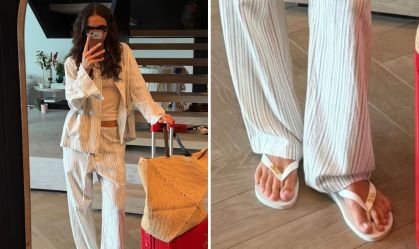 Bruna Marquezine usa chinelo com detalhe fofo