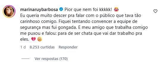 Marina Ruy Barbosa comenta vídeo em que estaria bêbada no Carnaval • Reprodução/Instagram