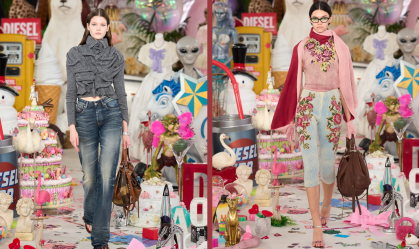 Diesel aposta em maximalismo e passarela decorada para Semana de Moda; veja