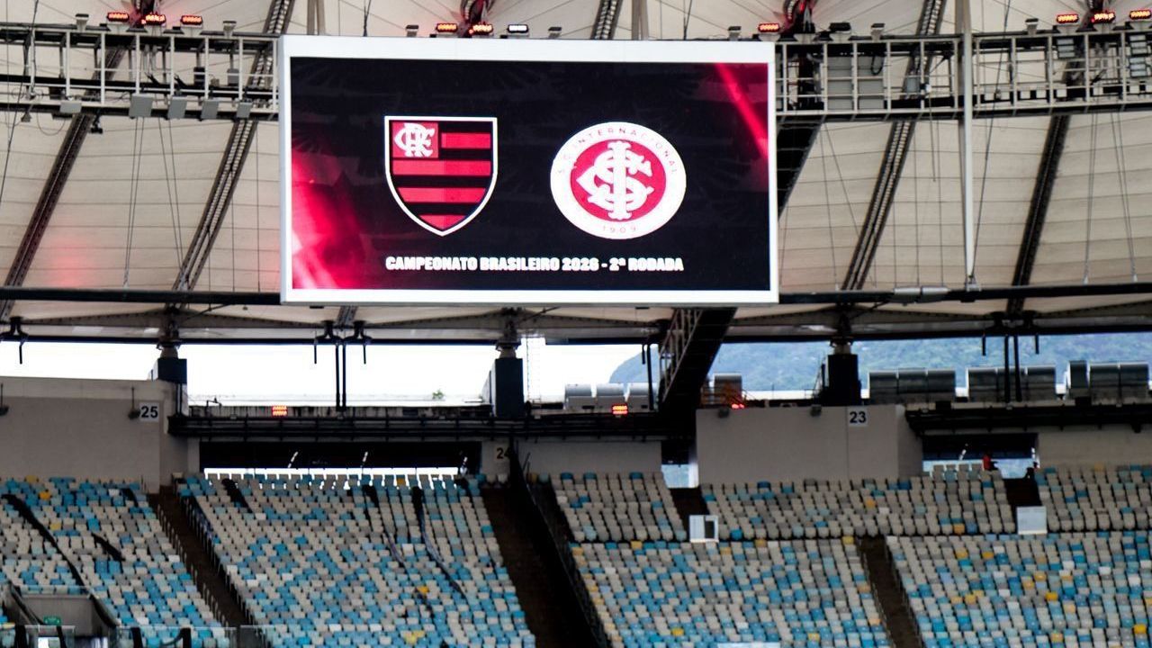 Telão do Maracanã antes de Flamengo x Inter pela segunda rodada do Brasileirão
