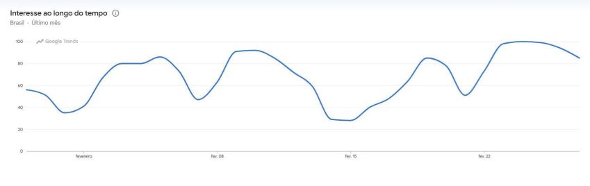 Educação infantil: gráfico indica oscilações de busca sobre o assunto durante o mês de fevereiro • Reprodução/Google