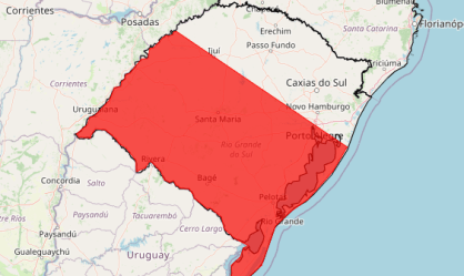 Inmet emite alerta de grande perigo para o RS nesta quinta-feira (12)