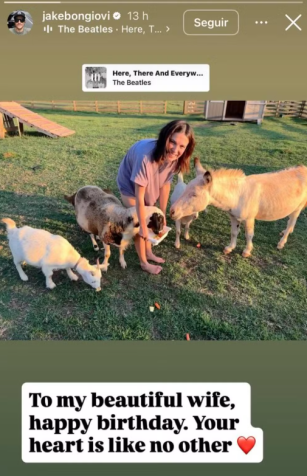 Marido de Millie Bobby Brown comemora o aniversário da atriz nas redes sociais • Instagram/Jake Bongiovi