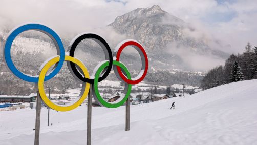 Estádio de Esqui Cross-Country de Tesero, antes dos Jogos Olímpicos de Inverno de Milão-Cortina 2026.