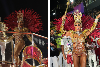 Juliana Paes brilha na Sapucaí com fantasia assinada por grife de luxo