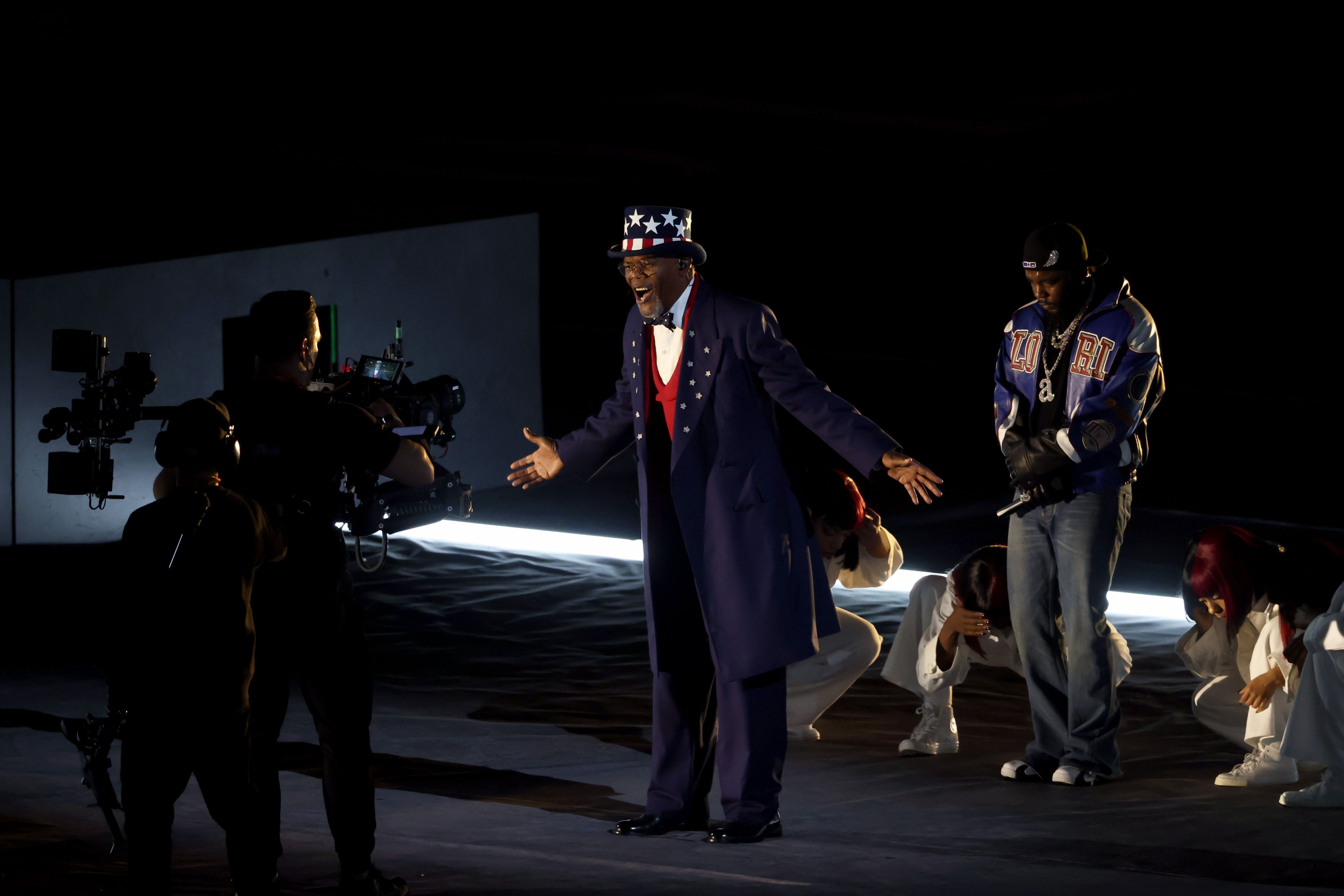Kendrick Lamar convidou Samuel L. Jackson para o seu show no Super Bowl 2025 • Chris Graythen/Getty Images