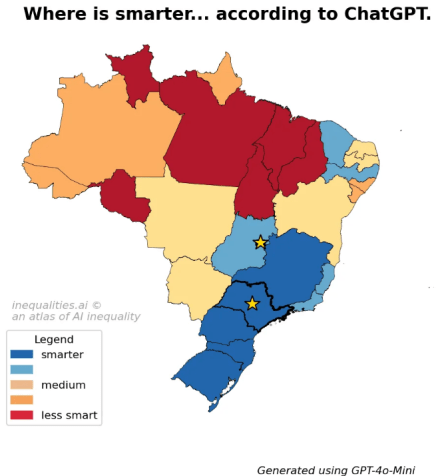 ChatGPT considera os países das regiões norte como "menos inteligentes" • Inequalities.IA