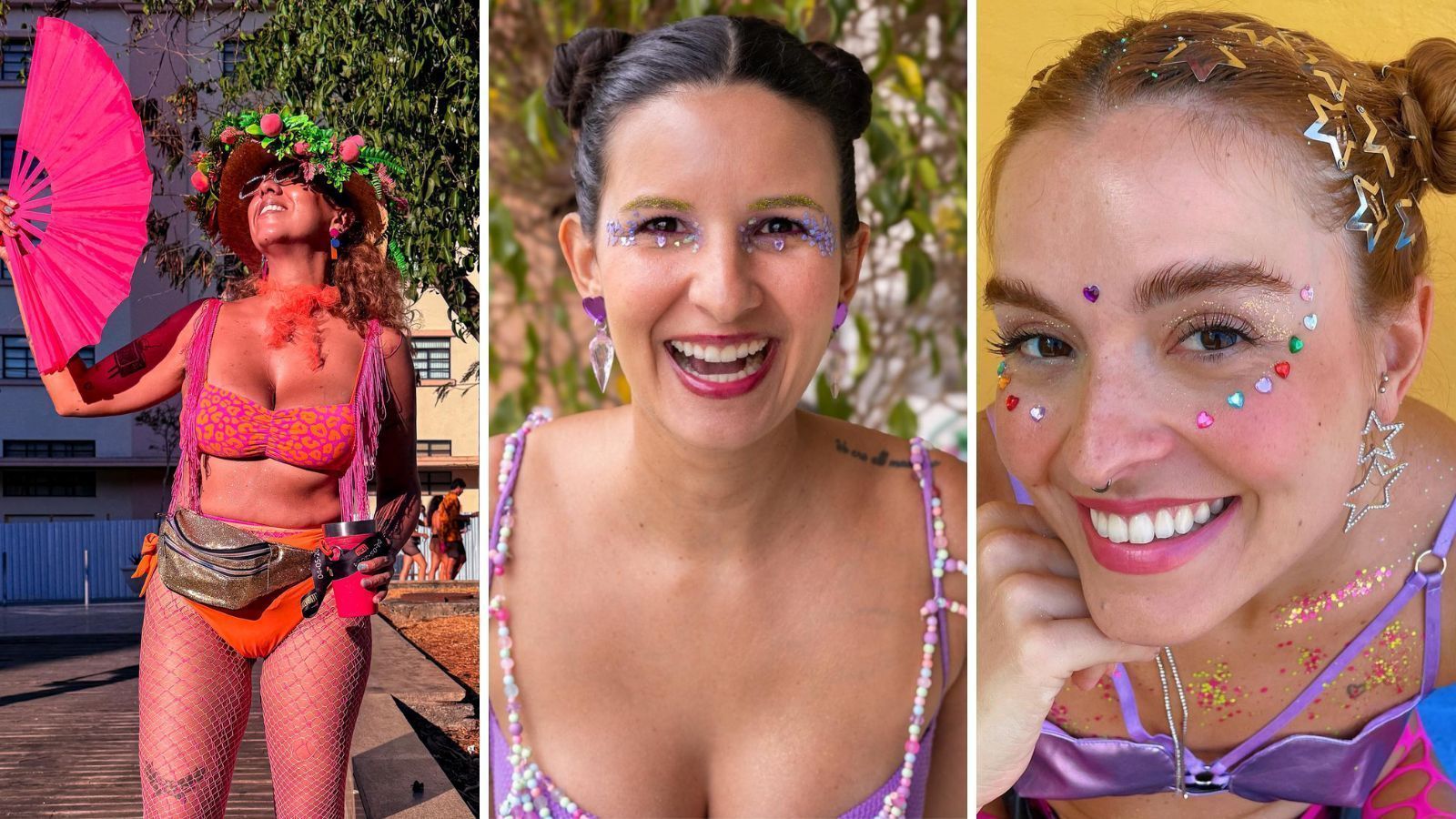 Veja dicas e truques de maquiagem para o Carnaval 2026 • Acervo Pessoal/Carla Lemos/Luana Almeida/Clara Novais