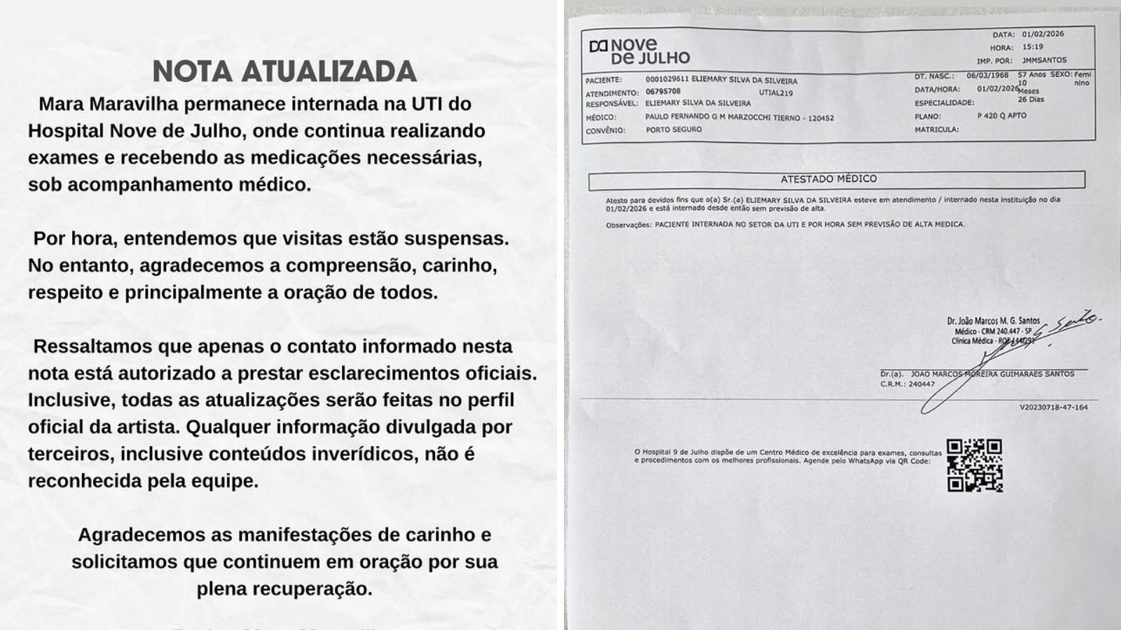 Mara Maravilha segue internada na UTI de hospital em São Paulo • Instagram/Mara Maravilha