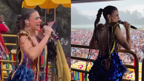 Mariana Aydar durante apresentação do bloco Forrozin no Ibirapuera, em São Paulo