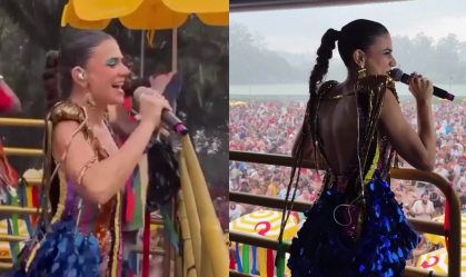 Mariana Aydar durante apresentação do bloco Forrozin no Ibirapuera, em São Paulo