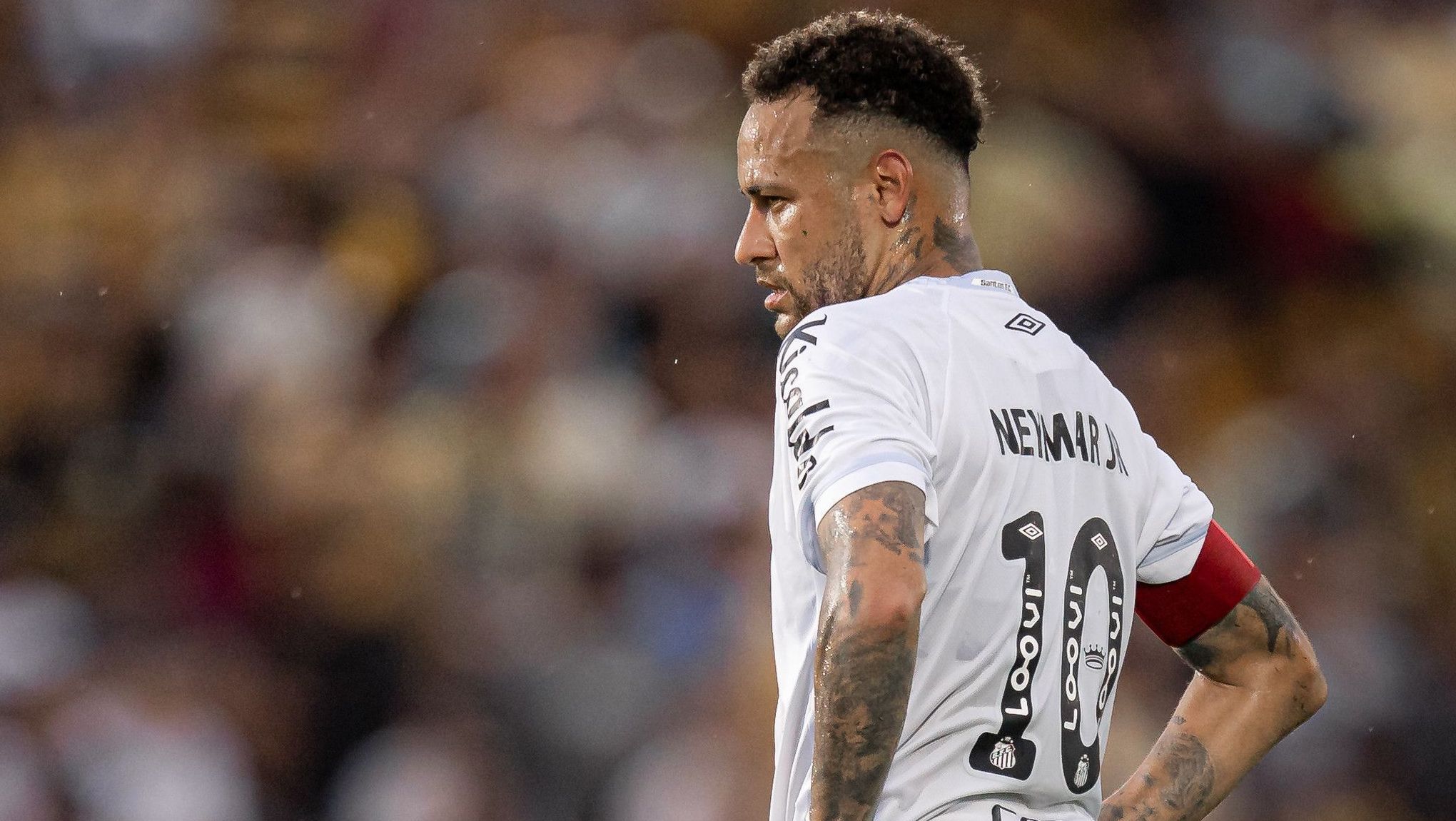 Neymar durante a eliminação do Santos para o Novorizontino no Paulistão