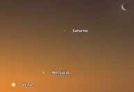 Lua e quatro planetas podem ser vistos alinhados a olho nu em fevereiro