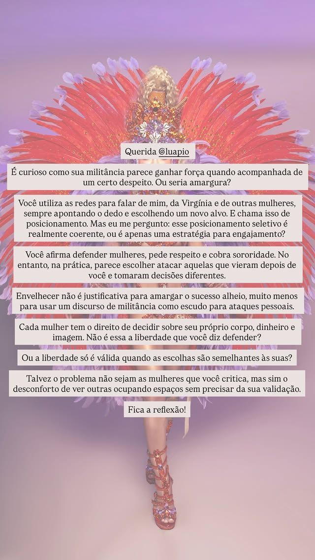 Musa da Estácio de Sá rebate críticas de Luana Piovani • Instagram/Ravena Hanniely
