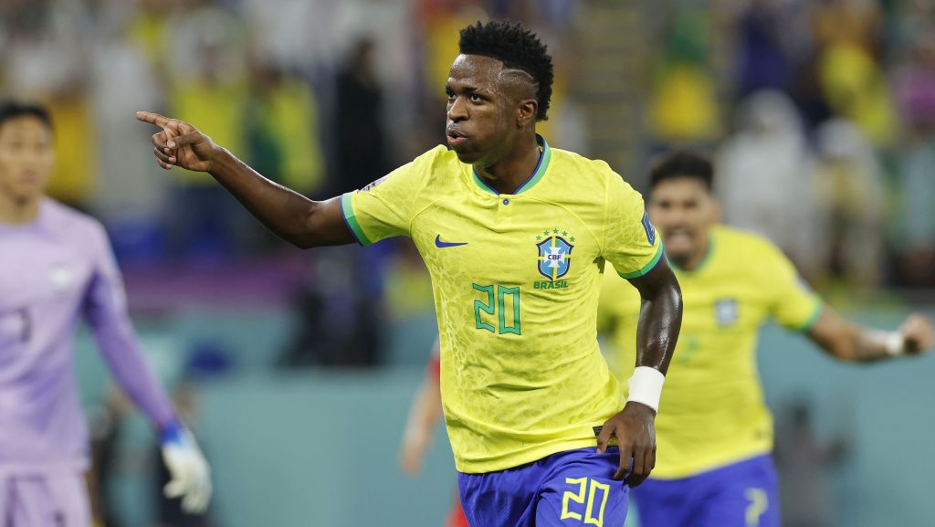 Vini Jr celebra gol marcado pelo Seleção Brasileira contra a Coreia do Sul na Copa de 2022 no Catar