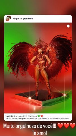 Vini Jr. elogia Virginia após desfile na Sapucaí • Instagram/ Vinicius Jr.