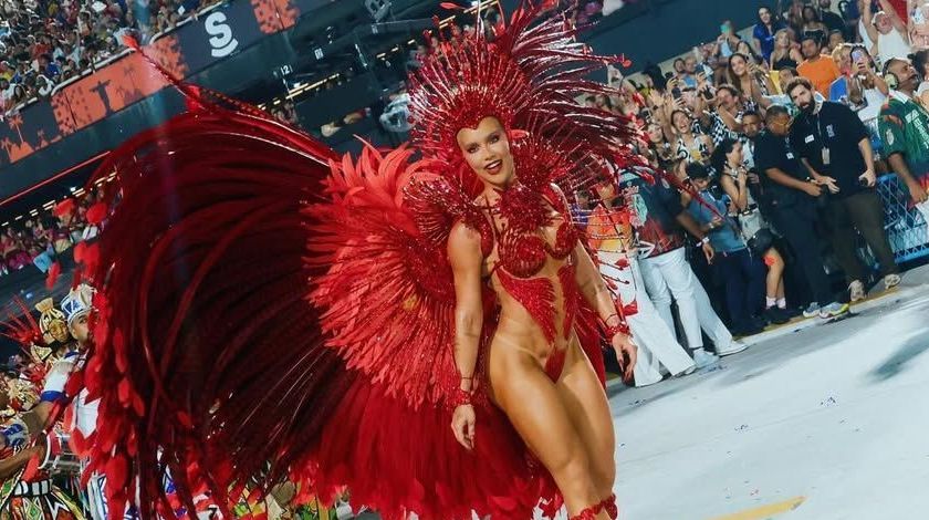 Virginia teve problemas com a fantasia durante o desfile da Grande Rio em 2026