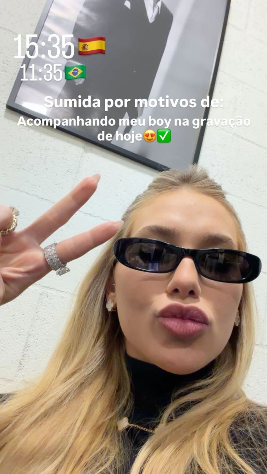 Virginia acompanha Vini Jr. em gravação em Madrid, Espanha • Instagram/Virginia Fonseca