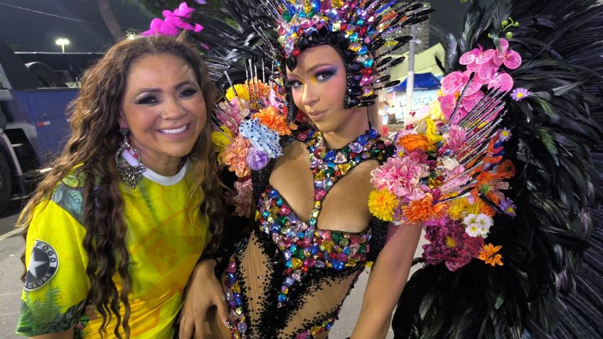 Wenny Isa, rainha de bateria da Botafogo Samba Clube, com a mãe, Darlyn Ferrattry, ex-rainha do Império Serrano • Eduardo Senra/CNN