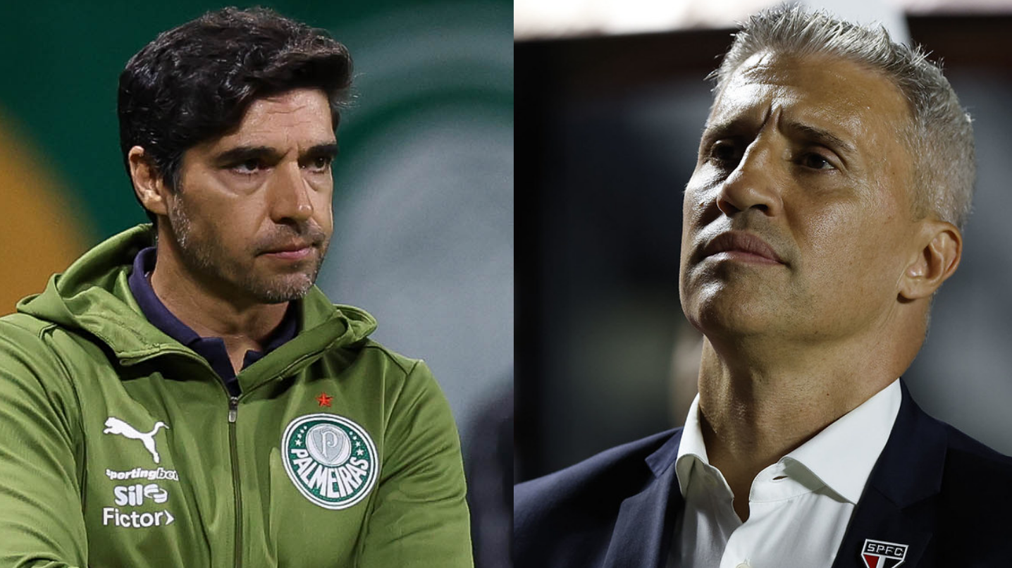Abel Ferreira, do Palmeiras, e Hernán Crespo, do São Paulo