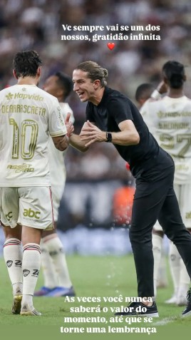 Arrascaeta se despede de Filipe Luís, demitido pelo Flamengo • Reprodução/Instagram Giorgian de Arrascaeta