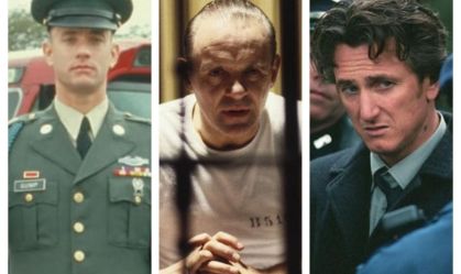 Montagem com os vencedores do Oscar de Melhor: Ator Tom Hanks, em "Forrest Gump" (à esq.), Anthony Hopkins, em "O Silêncio dos Inocentes", e Sean Penn, em "Sobre Meninos e Lobos"