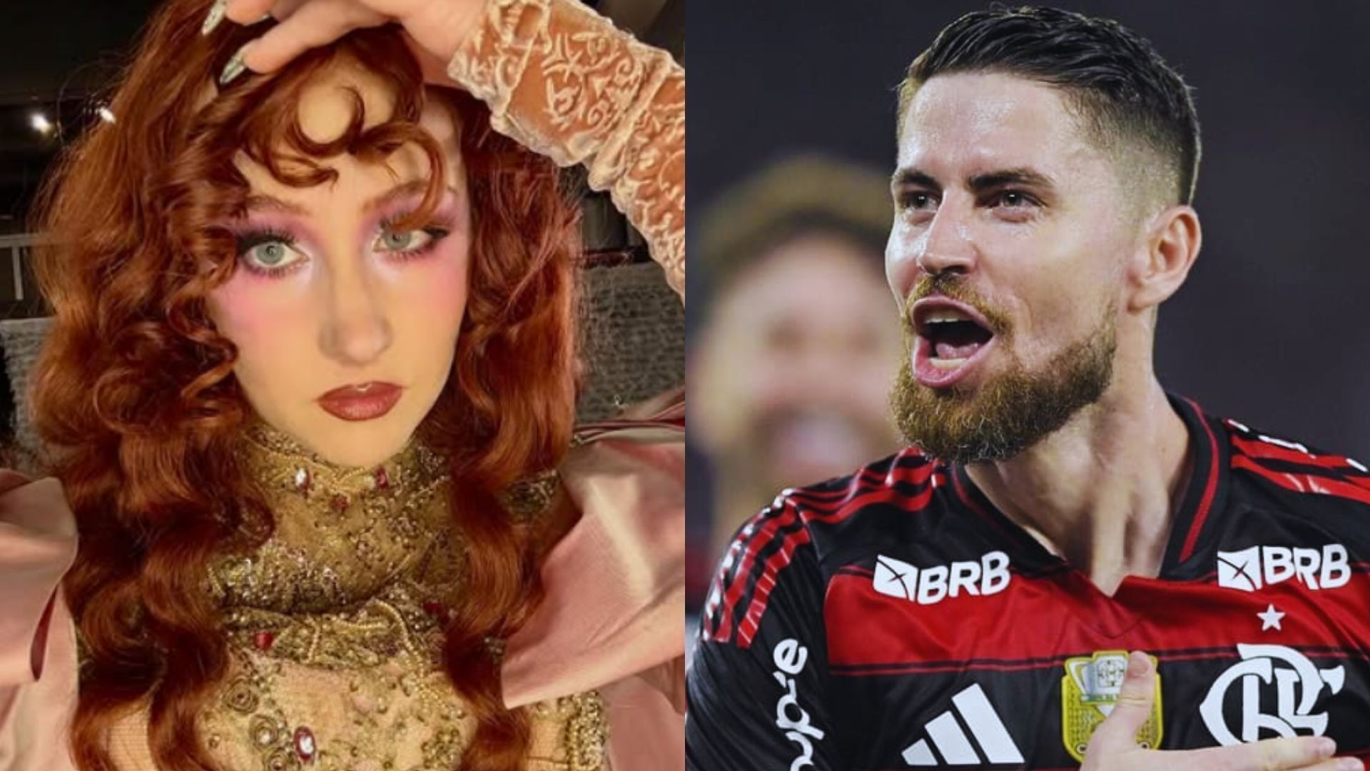 Cantora americana Chappel Roan e Jorginho, jogador de futebol. Reprodução Chappell Roan e Flamengo