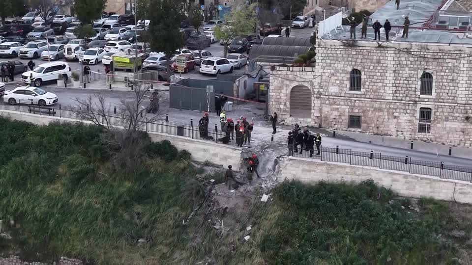 Bird's eye view of damage to Jerusalem's Old City after Iranian missile attack