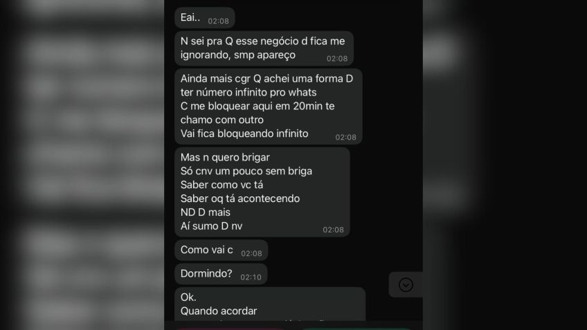 Cássio perseguia Cibele mesmo após o fim do relacionamento• Reprodução/Imagens cedidas pela TV SBC