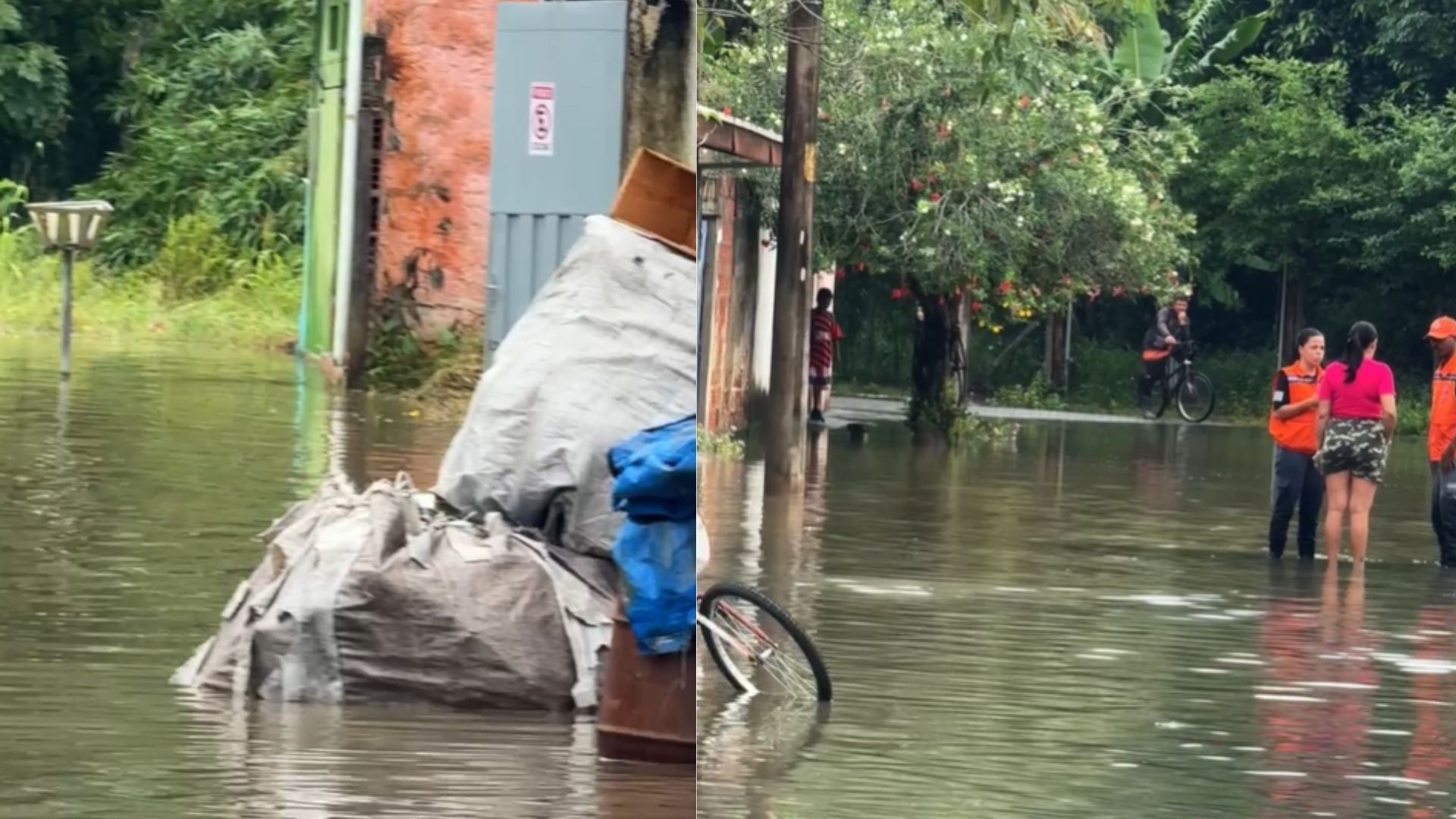 Pontos de alagamento em Potim • Reprodução/Prefeitura de Potim