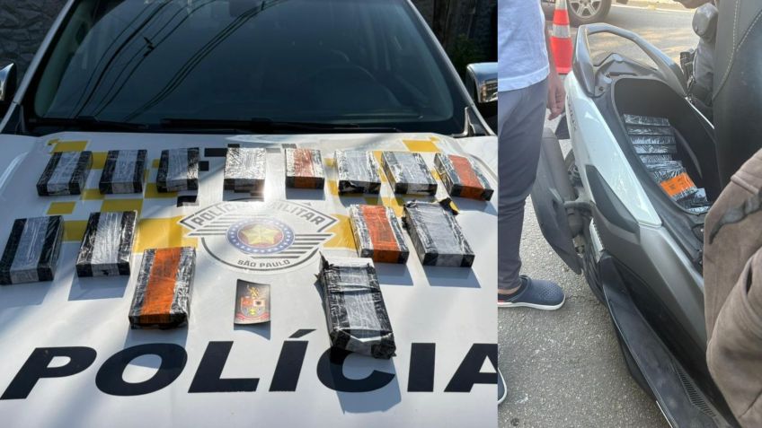 Motociclista tinha 14 iPhones debaixo do banco. • Polícia Militar de SP