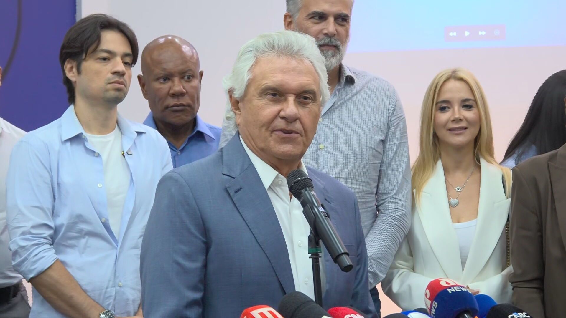 O governador Ronaldo Caiado ao ser anunciado pré-candidato do PSD na disputa ao Planalto