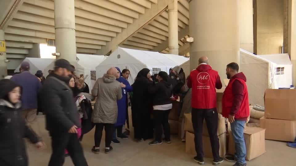 Beirut stadium opens as shelter for the displaced stranded in the streets