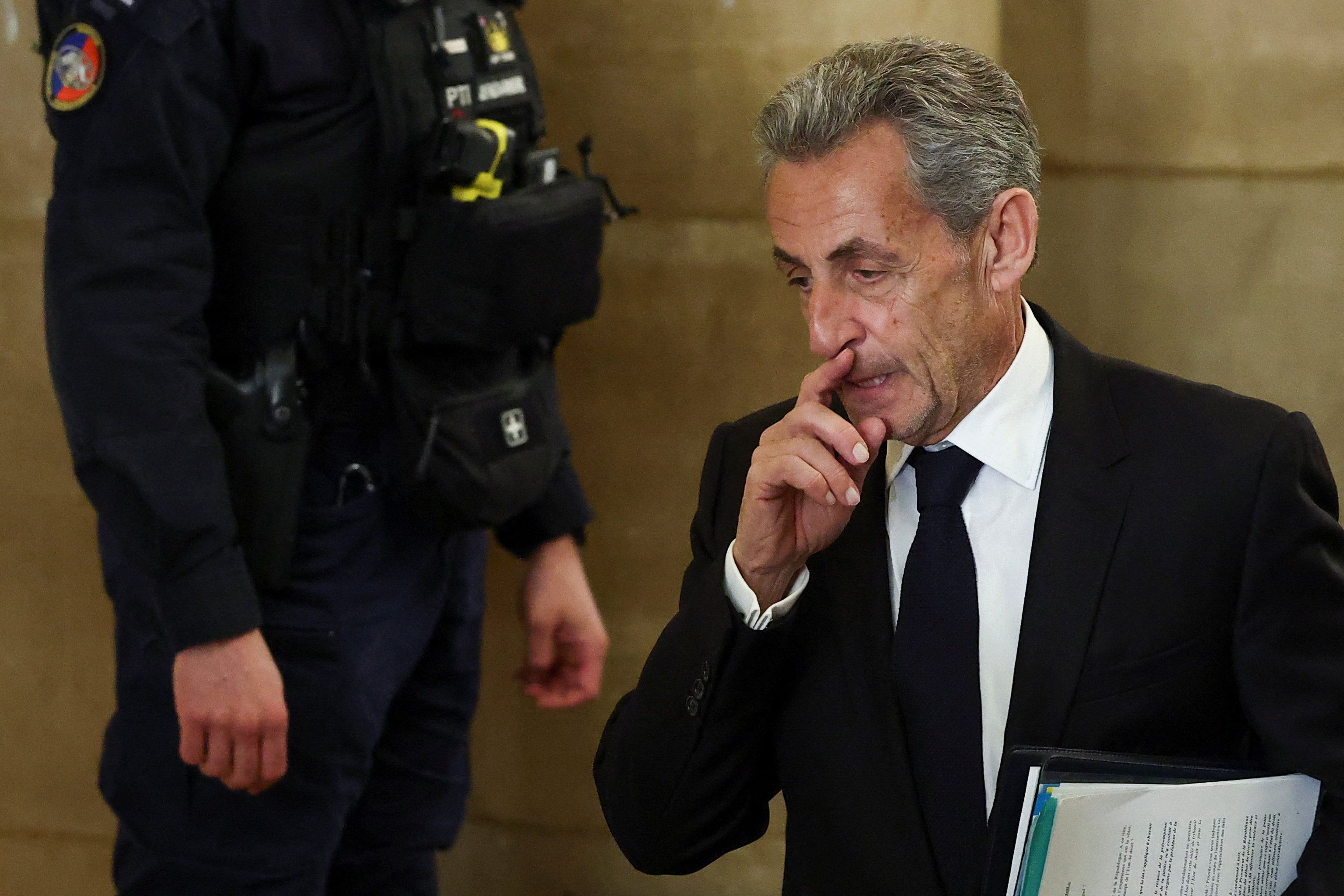 Ex-presidente da França Nicolas Sarkozy em tribunal de Paris