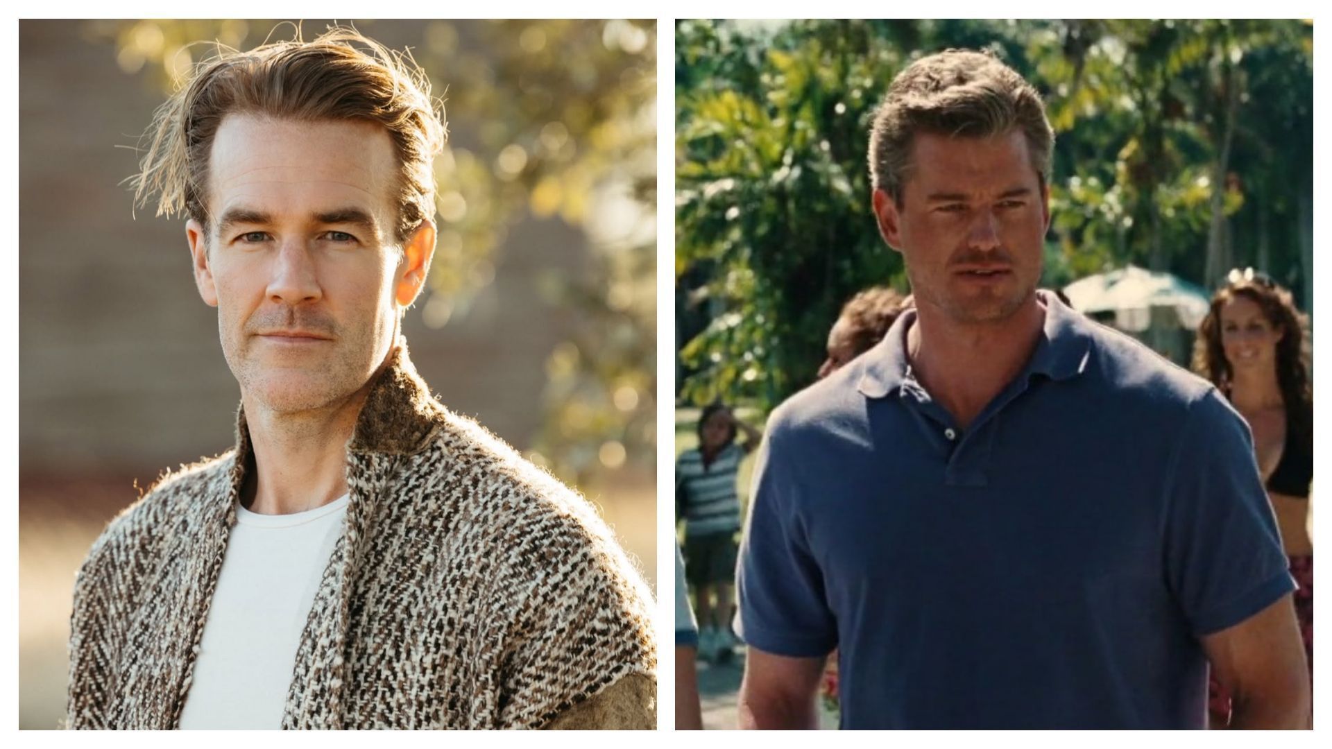 •Montagem com os atores James Van Der Beek (à esquerda) e Eric Dane
