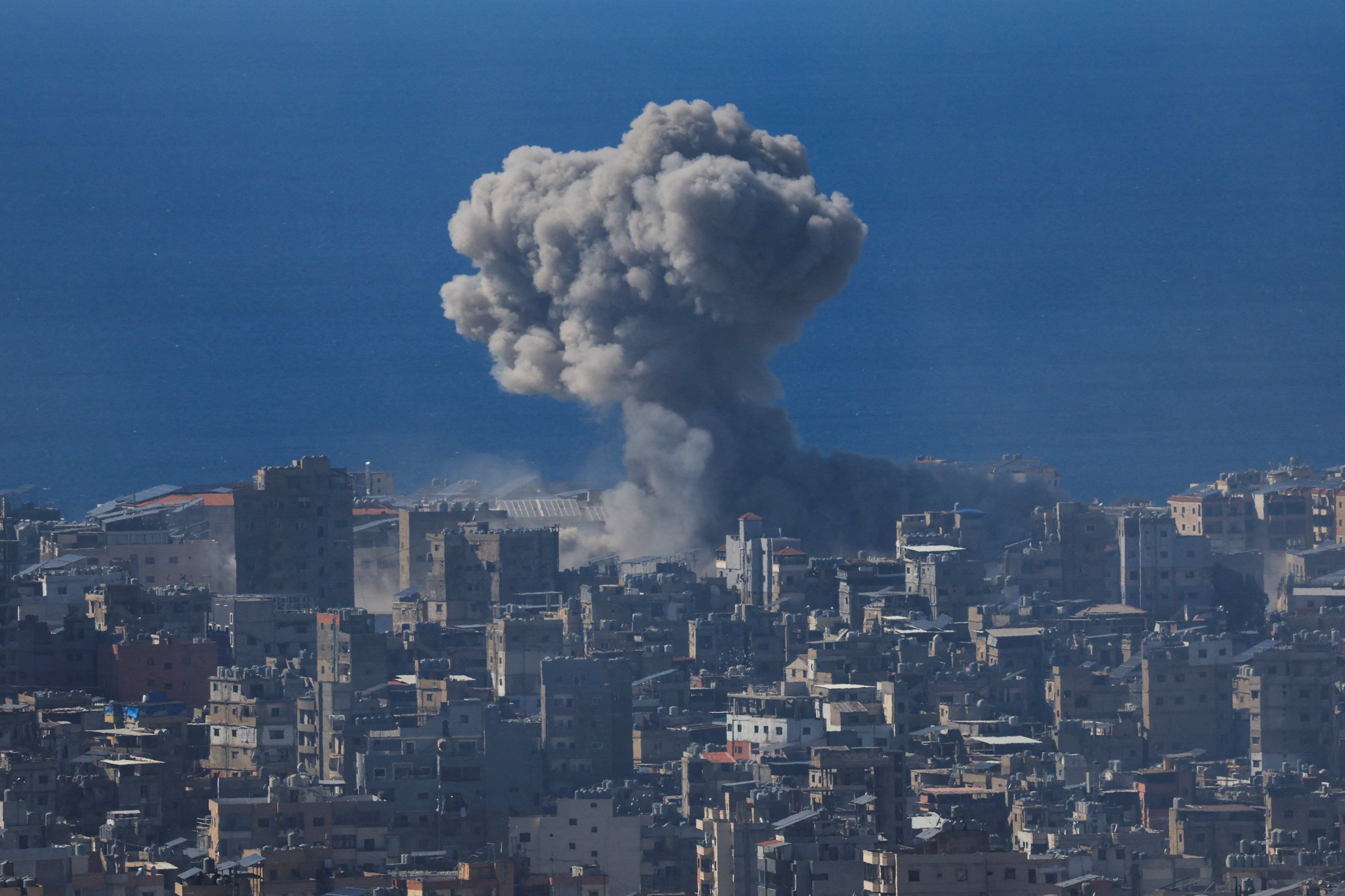 Fumaça no sul de Beirute