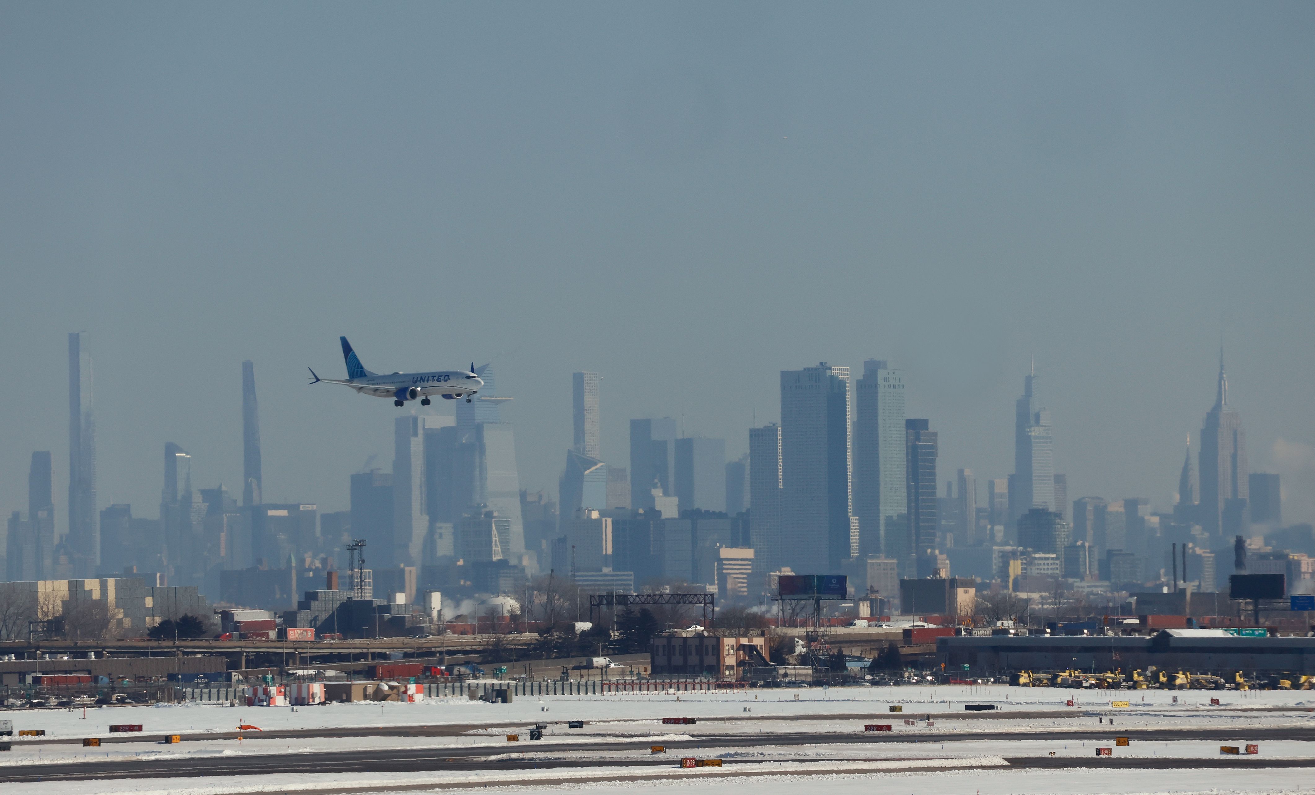 Vista do Aeroporto Internacional Newark Liberty, em 29 de janeiro de 2026