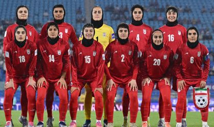 Seleção do Irã durante partida contra as Filipinas pela Copa Asiática Feminina da AFC Austrália 2026.