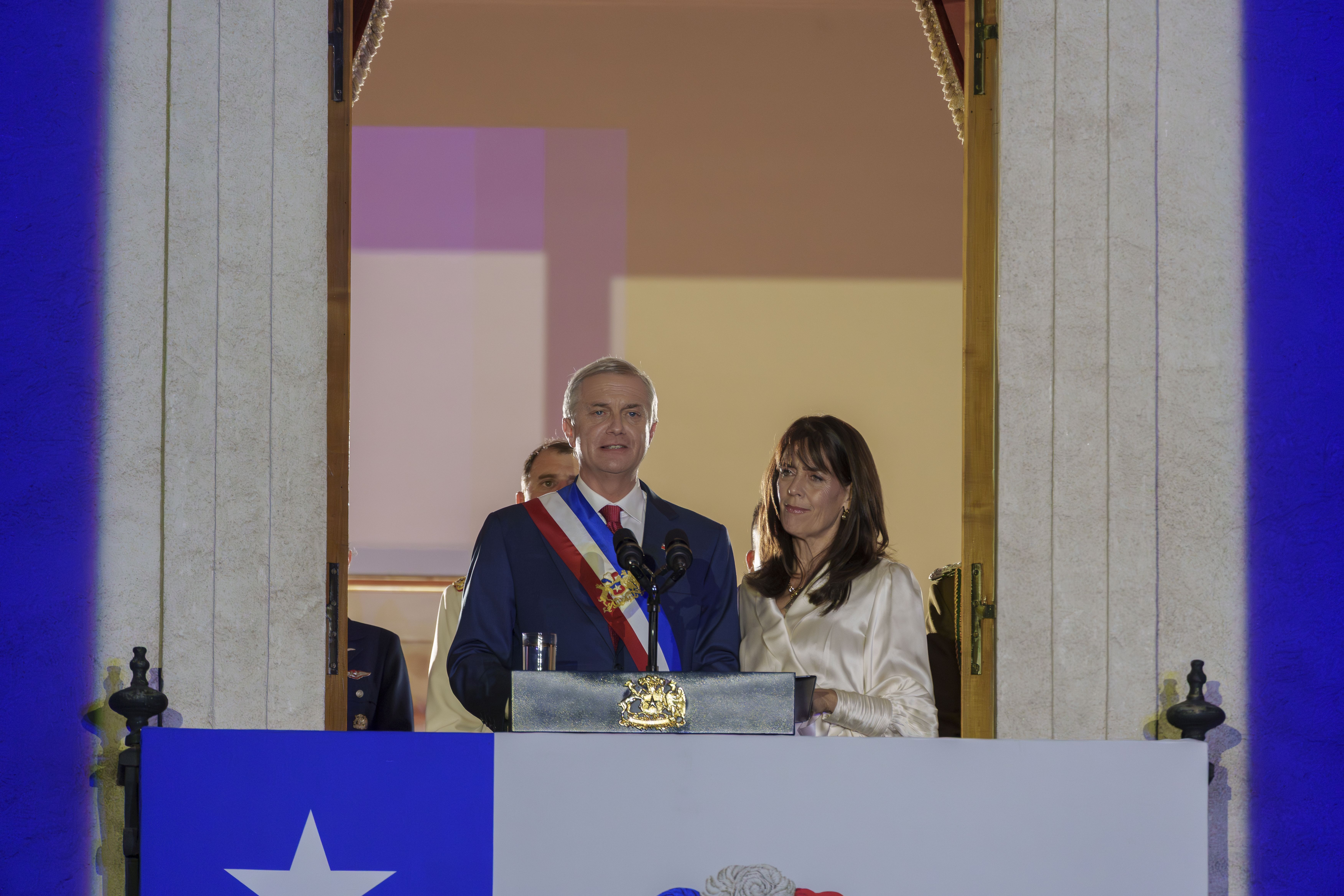 O presidente do Chile, José Antonio Kast, faz seu primeiro discurso após a posse